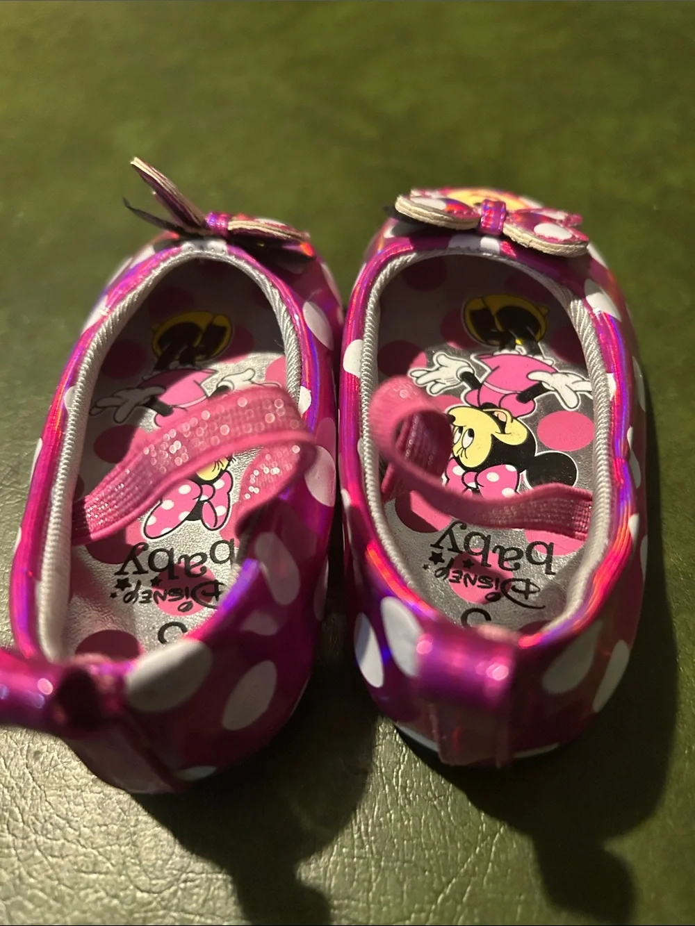 Disney Baby Minnie Mouse Shiny Pink Polka Dot Slip-On Shoes